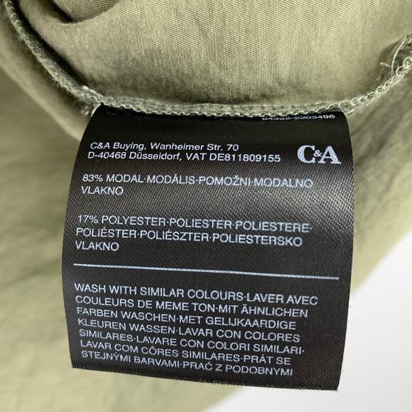 C&A 3/4 Sleeve Blouse Womens Size 38 US Medium Green Draped Pinched Front - Picture 6 of 6